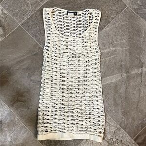 Annex M/L Sleeveless Cream Textured Bodycon swimsuit cover white Dress
